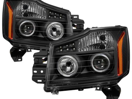 Xtune Nissan Titan 04-14 Projector Headlights LED Halo Black PRO-JH-NTI04-LED-BK Online now