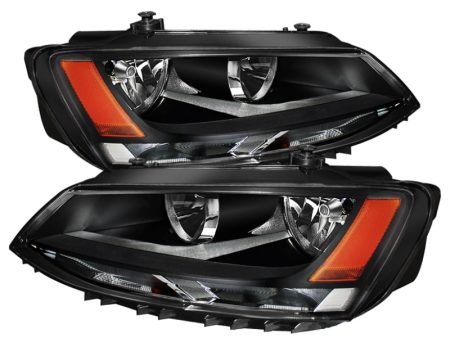 Xtune Volkswagen Jetta 11-14 Amber Crystal Headlights Black HD-JH-VJ11-AM-BK on Sale