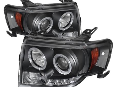 Spyder Ford Escape 08-12 Projector Headlights Halogen Model Only - DRL Black PRO-YD-FES08-DRL-BK Online now