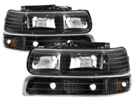 Xtune Chevy TahOE 00-06 Amber Crystal Headlights w  Bumper Lights Black HD-JH-CSIL99-SET-AM-BK Online now