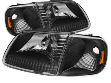 Xtune Ford F150 97-03   Expedition 97-02 Crystal Headlights w Corner Black HD-JH-FF15097-SET-AM-BK Cheap