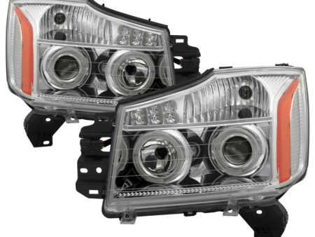 Xtune Nissan Titan 04-14 Projector Headlights LED Halo Chrome PRO-JH-NTI04-LED-C Online Sale