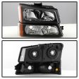 Xtune Chevy Silverado 2500HD 03-06 Crystal Headlights w  Bumper Lights Black HD-JH-CSIL03-AM-BK-SET Sale