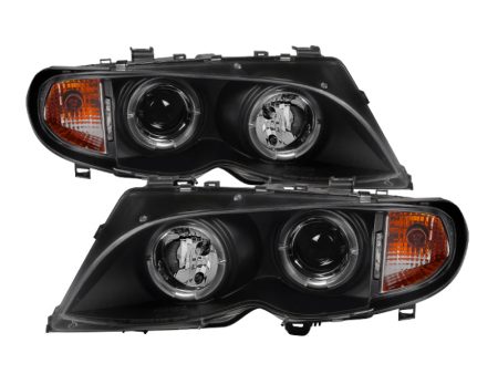 Spyder BMW E46 3-Series 02-05 4DR Projector Headlights 1PC LED Halo Blk PRO-YD-BMWE4602-4D-AM-BK on Sale