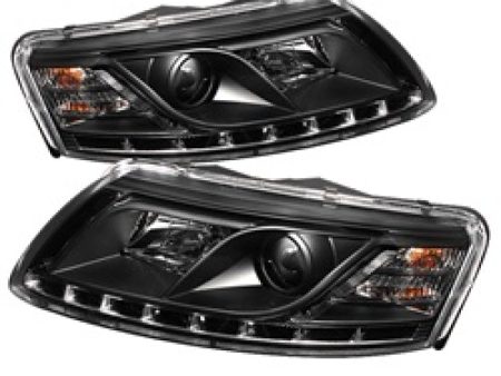 Spyder Audi A6 05-07 Projector Headlights Halogen Model Only - DRL Black PRO-YD-ADA605-DRL-BK Fashion