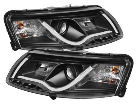 Spyder Audi A6 05-07 Projector Headlights Halogen Light Tube DRL Blk PRO-YD-ADA605-LTDRL-BK on Sale