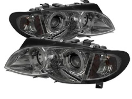 Spyder BMW E46 3-Series 02-05 4DR Projector Headlights 1PC LED Halo Smke PRO-YD-BMWE4602-4D-AM-SM For Cheap