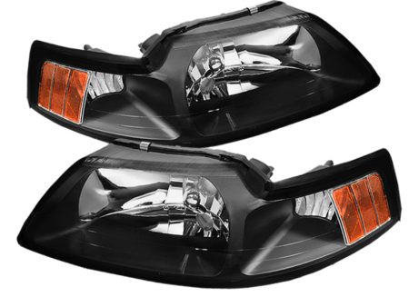 Xtune Ford MUStang 99-04 OEM Amber Headlights Black HD-JH-FM99-AM-BK Discount