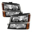 Xtune Chevy Silverado 2500HD 03-06 Crystal Headlights w  Bumper Lights Black HD-JH-CSIL03-AM-BK-SET Sale