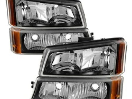 Xtune Chevy Silverado 2500HD 03-06 Crystal Headlights w  Bumper Lights Black HD-JH-CSIL03-AM-BK-SET Sale