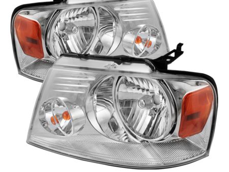 Xtune Ford F150 04-08 Amber Crystal Headlights Chrome HD-JH-FF15004-AM-C For Cheap