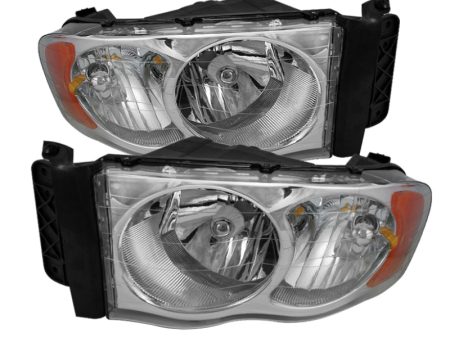 Xtune Dodge Ram 1500 02-05 Amber Crystal Headlights Chrome HD-JH-DR02-AM-C For Discount