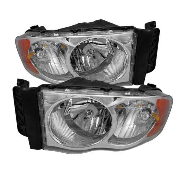 Xtune Dodge Ram 1500 02-05 Amber Crystal Headlights Chrome HD-JH-DR02-AM-C For Discount