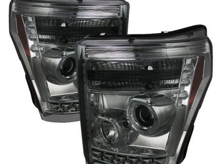 Spyder Ford Super Duty 11-15 Projector Headlights LED Halo DRL Smke Low 9006 PRO-YD-FS11-HL-SM Hot on Sale