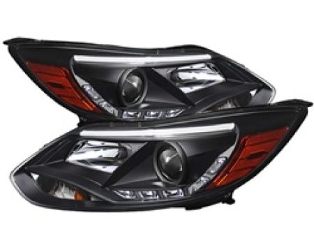 Spyder Ford Focus 12-14 Projector Headlights Halogen Model Only - DRL Black PRO-YD-FF12-DRL-BK Discount