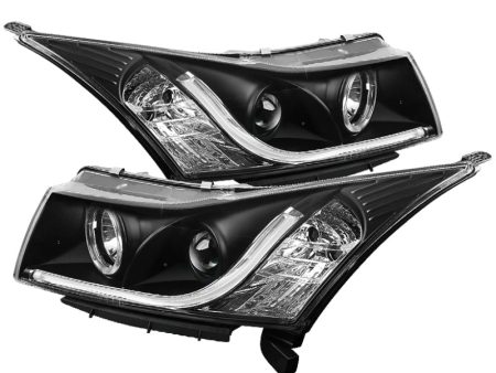 Spyder Chevy Cruze 11-14 Projector Headlights Light Tube DRL Blk PRO-YD-CCRZ11-LTDRL-BK For Sale