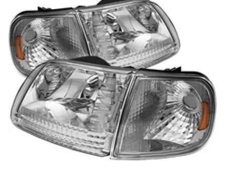 Xtune Ford F150 97-03   Expedition 97-02 Crystal Headlights w Corner Chrome HD-JH-FF15097-SET-AM-C Online Sale