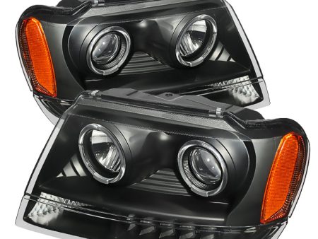 Xtune Jeep Grand Cherokee 99-04 Projector Headlights LED Halo Black PRO-JH-JGC99-LED-BK Hot on Sale