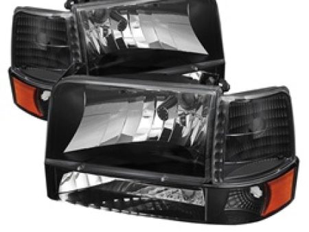 Xtune Ford F150 Bronco 92-96 Headlights w Corner Bumper 6pcs Amber- Black HD-JH-FB92-SET-AM-BK Cheap