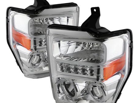 Xtune Ford F250 350 450 Super Duty 08-10 Projector Headlights LED Halo Chrome PRO-JH-FS08-LED-C Online Sale