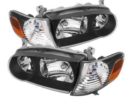 Xtune Toyota Corolla 01-02 Crystal Headlights w  Amber Corner Lights Black HD-JH-TC01-AM-BK Online Sale