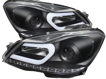 Spyder Mercedes Benz W204 C-Class 12-13 Projector Halogen Model- DRL Blk PRO-YD-MBW20412-DRL-BK Online Sale