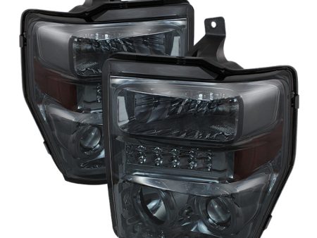 Xtune Ford F250 350 450 Super Duty 08-10 Projector Headlights LED Halo Smoke PRO-JH-FS08-LED-SM For Sale